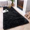 ANJIAJIE Tappeto Peloso Soggiorno 45 x 190 cm con Fondo Antiscivolo, Super Morbido Tappeto Salotto Moderno Pelo per Soggiorno e Camera da Letto, Nero
