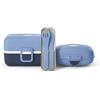 MONBENTO - Set Porta Pranzo Bambini - Con Bento Box Bambini MB Tresor Infinity con 3 scomparti, Posate Blu Biodegradabili MB Pocket Color e Scatola Merenda MB Gram Infinity - Blu