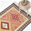 HOMESCAPES Jaipur - Tappeto kilim intrecciato a mano, colore marrone, arancione e grigio, per soggiorno, tradizionale, in lana, con frange, 90 x 150 cm