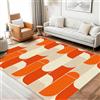 AUWUUA Tappeto motivo geometrico arancione, 200x250 cm, stile moderno astratto, stile Mid-Century, lavabile, per soggiorno, corridoio, per camera da letto, sala da pranzo, cameretta dei bambini.
