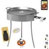 COMBOI Paellero gas butano 50 cm, Paellera da 60 cm, kit bruciatore, regolatore di gas, tubo, gambe treppiede, paravento, livello, grembiule, libro di ricette digitale (kit paellero 50 cm + paraventi)