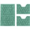 PARAMAISON Tris Bagno 3 Pezzi Soft, Coordinati Design Cerchi Morbido in Cotone Assorbente | Verde Chiaro