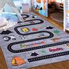 Mazovia Tappeto Salotto - Tapeto Stampato Pelo Corto - Morbido Tappeto Camera da Letto - Antiscivolo Tapeto EMMA - Tappeto Bambini Motivo Via - Grigio 140x200cm