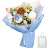 Oshhni Bouquet regalo di fiori all'uncinetto, fiori lavorati a maglia, artificiali, 35x27 cm, decorazione da tavolo per la migliore, fidanzata, BLU