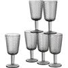 Baroni Home Set 6 pz Calici Wave in Vetro Decorati con Rifiniture in Rilievo da 27 CL, Lavabili in Lavastoviglie, 8x8x17, Fumè