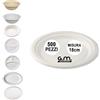 G.M. DISTRIBUZIONE 500 Piatti Rotondi Piani Bianchi in Polpa di Cellulosa 18cm, Ideale per Cibi Caldi e Freddi, Piatti Impermeabili e Adatti al Microonde, Biodegradabili e Compostabili