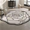 Generic Tappeto Bianco E Nero A Forma Di Fiore, Tappetino Adatto Agli Animali Domestici, Tappeto Per Camera Da Letto, Cucina, Sala Da Pranzo, Ufficio Domestico, Bagno(Floral A,120cmx120cm)