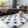 CUIMEI Tappeto per Soggiorno 70 x 100 cm, Shaggy Pelo Lungo, Antimacchia, Resistente Polyester, Anti Sfilo Multiuso, Lavabile in Lavatrice, Tappeto a Pelo Lungo Unicolore, Stella