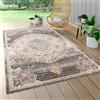 Paco Home Tappeto Per Esterno Terrazzo Balcone Tappeto Cucina Motivo Persiano Moderno Bordura Grigio Beige, Dimensione:Ø 160 cm tondo