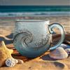 Ratpzou Tazza in vetro soffiato a mano, 350 ml, con motivo a onde oceaniche, con motivo a onde marine, per caffè, vino, bevande ghiacciate, regalo ispirato per gli amanti degli oceani