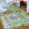 Mazovia Tappeto Salotto - Tapeto Stampato Pelo Corto - Morbido Tappeto Camera da Letto - Antiscivolo Tapeto EMMA - Tappeto Bambini Motivo Città e Via - Verde 140x200cm