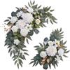 Sharplace Arco di Nozze Fiori Sfondo Swag Floreale Foglie Verdi Fatte a Mano Sfondo Moderno Decor Swag Floreale Artificiale per La Parete Delle Vacanze, Bianco