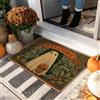 Generic Zerbino con fantasma di Halloween, verde e arancione, tappetino di benvenuto per interni ed esterni, decorazione autunnale, in gomma, antiscivolo, assorbe la polvere, facile da pulire, 73 x 43 cm
