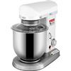 Ristoattrezzature Planetaria Impastatrice Professionale Monofase - Capacità 7 lt (Capacità Farina 750 gr, Capacità Impasto 2,5 kg) - Giri Motore 0-302 Rpm, Potenza 0.5 kW