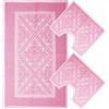 SaRani Set Tappeti Bagno Sardo Tris 3 Pezzi Doccia Bidet Water Cotone (Rosa)