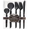 Decor Decorline Decorline - Set di posate in plastica robusta riutilizzabile - 40 pezzi - Ciascuno con 16 forchette, 8 coltelli, 8 cucchiai e 8 cucchiaini da caffè/tè - Collezione Noble - Nero