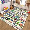Xisnuient Tappeti per Cameretta dei Bambini Beige Blu Game Zone City Village Cars Street Tappeto Gioco Decorazione per Sala Giochi Tappetini Antiscivolo Passatoia Bedside Carpet Runners, 100x120 cm, Color 5