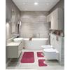 HOME ZEN HOUSEHOLD LINEN Set di 3 pezzi Tappetino da Bagno Stone, Tappeto doccia 45x75 cm, 2 Tappeti WC 45x38 cm, Memory Foam, Antiscivolo (BORDO)