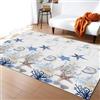 Generic Tappeto con Ancora Nautica e Stelle Marine con Conchiglie 170x240 cm Tema Oceano Tropicale Tappeto a Pelo Corto Facile da Pulire Tappetino per Porte per Pavimenti da Cucina e Ristorante