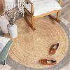 Ripaz Vogue Ripaz - Tappeto rotondo in juta, con bordo grigio, 150 x 150 cm, colore: Beige