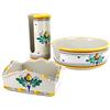 Ceramiche Azzaro & Romano Caltagirone Set 3 pz. Porta piatti + Porta bicchieri + Portatovaglioli in ceramica siciliana di Caltagirone fatta a mano