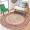 DANGAYACH ART Tappeto rotondo indiano intrecciato a mano in iuta naturale con bordo in cotone multicolore, per camera da letto, ingressi, sala da pranzo, corridoi, camere dei bambini, dimensioni (90