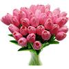 CATTLEYAHQ Fiori di tulipano artificiale, 10 pezzi di fiori in lattice con tocco reale Tulipani con foglie, decorazione elegante per banchetti nuziali, cucina domestica (rosa)