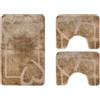 SaRani Set Tappeti Bagno Taris Tris Doccia Bidet Water Vari Colori Morbido Antiscivolo (Beige)