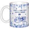 Qygtritvo Tazza con scritta Just A Girl Who Loves Books, regalo unico per donne, amanti dei libri, idea regalo per donne, lettori, bibliotecarie, nome personalizzato, tazza da caffè, regalo dell'amicizia, per