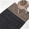 Homescapes Tappeto in pelle nero-marrone, 150 x 240 cm, tessuto a mano con motivo etnico in vera pelle riciclata, tessuto piatto dall'aspetto naturale