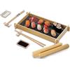 VIRSUS Set Sushi per 2 Persone con Vassoio in Ardesia e Bambù, Misura 35x20 cm, Servizio Orientale da 9 pezzi: 2 bacchette cinesi, 2 Tovagliette, 2 porta bacchette, 2 ciotole per salse -6385