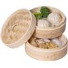 Generic Lusso - Cestino per cottura a vapore in bambù, diametro 22 cm, cestello per cottura a vapore in bambù, con coperchio, cestello per cottura a vapore per riso e vapore, vaporiera