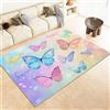 AUWUUA Tappeto lavabile con motivo ad acquerello, motivo: farfalla, 150x180 cm, colorato, per cameretta dei bambini, sottile e moderno, antiscivolo, per soggiorno, camera da letto, ragazze
