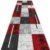 Siunwdiy Tappetino antiscivolo per cucina con moderno motivo geometrico, lavabile e adatto a soggiorno, cucina, camera da letto e ingresso. Tappeto a lungo corridoio grigio e rosso,Red gray,40x280cm