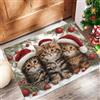 JEDTAKCT Tappeto Natalizio, Zerbino Simpatico Gatto Natalizio Ingresso 40X60Cm, Tappetino Antiscivolo Con Motivo Tema Animale Ideale Per Interni, Tappetini Da Benvenuto, Zerbino Marrone