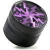 Vgzsyomqib Grinder Metallo Trita Spezie Herb Erba Lega in Alluminio 4 parti 63mm Grande Grinder Tritino Erbe 4 Pezzi con Setaccio per Polline - Nero Viola