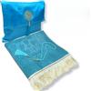 Safwa® Tappeto da preghiera islamico tinta unita e rosario tasbih musulmano con confezione regalo elegante idea regalo islamica Ramadan Eid Hajj Umrah Matrimonio Gift, Sajada in velluto (azzurro