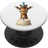 Funny Cute Birthday Boy Birthday Girl Ki Giraffa torta di compleanno cappello e candela celebrazione PopSockets PopGrip Adesivo