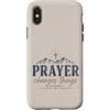 Faith Revival Studio Custodia per iPhone X/XS La preghiera cambia le cose Fede cristiana Croce Montagne
