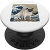 Pug Puppy Lover PS Carlino giapponese Kanagawa Wave Surf amante dei cani PopSockets PopGrip Adesivo