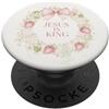 Faith & Purpose Christian Collective Ghirlanda floreale con scritta Jesus Is King Christian Faith, fragola PopSockets PopGrip Adesivo