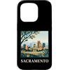 Sacramento Travel Art Studio Custodia per iPhone 15 Pro Arte urbana retrò dello skyline del Campidoglio di Sacramento, California