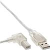 InLine 21298 Cavo USB 2.0, Type a Maschio a Type B Maschio Angolato Sinistra, 0.5M Trasparente