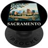 Sacramento Travel Art Studio Arte urbana retrò dello skyline del Campidoglio di Sacramento, California PopSockets PopGrip Adesivo
