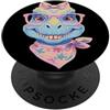 Kawaii Girly Dino Character Graphics Mat Blu Dinosauro Floreale Ritratto Grafico Rosa Occhiali Bow PopSockets PopGrip Adesivo
