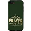 Faith Revival Studio Custodia per iPhone SE (2020) / 7/8 La preghiera cambia le cose Fede cristiana Croce Montagne