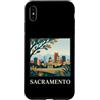 Sacramento Travel Art Studio Custodia per iPhone XS Max Arte urbana retrò dello skyline del Campidoglio di Sacramento, California