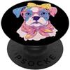 Pastel Whimsy Pet Fan Character Graphics Blu Bulldog Girly Ritratto Animale Amante Grafica Rosa Giallo PopSockets PopGrip Adesivo