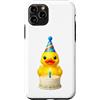 Funny Cute Birthday Boy Birthday Girl Ki Custodia per iPhone 11 Pro Cappello e candela per torta di compleanno con paperella in gomma