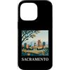 Sacramento Travel Art Studio Custodia per iPhone 14 Pro Max Arte urbana retrò dello skyline del Campidoglio di Sacramento, California